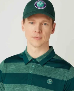 Wimbledon Sport*Mens Striped Polo Green & Lime