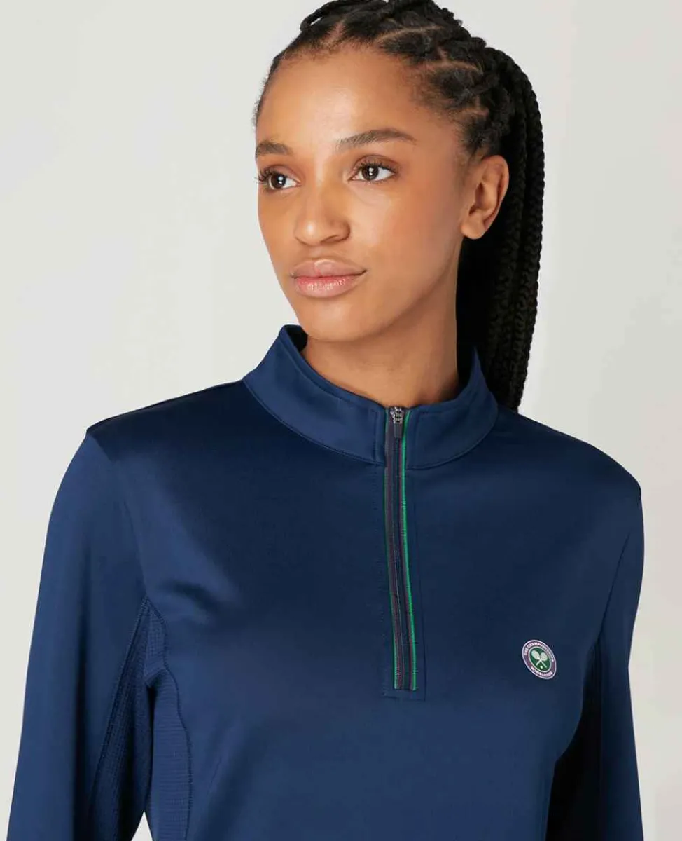 Wimbledon Sport*Womens Core Performance 1/4 Zip Training Top - Navy