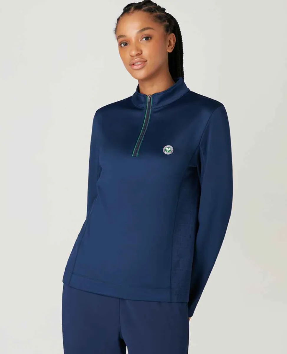 Wimbledon Sport*Womens Core Performance 1/4 Zip Training Top - Navy